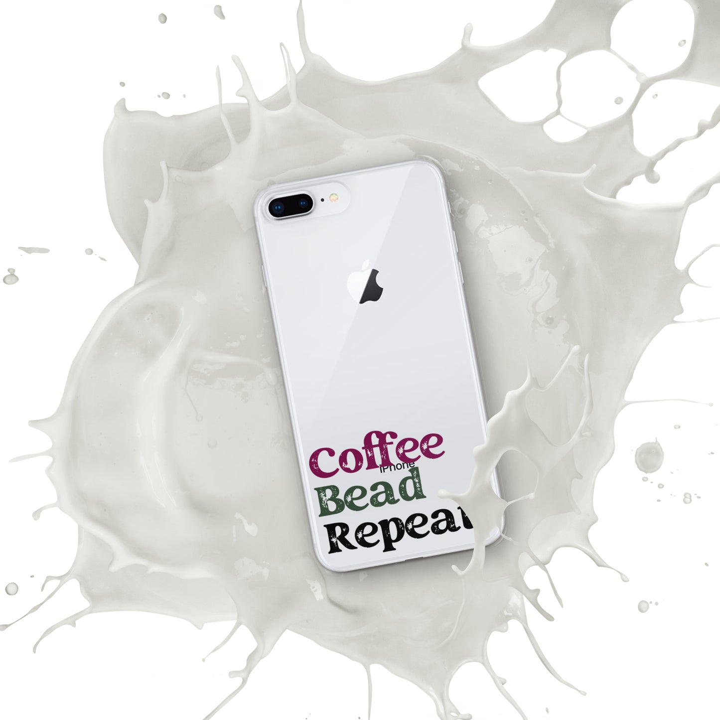Coffee Bead Repeat Clear Case for iPhone®