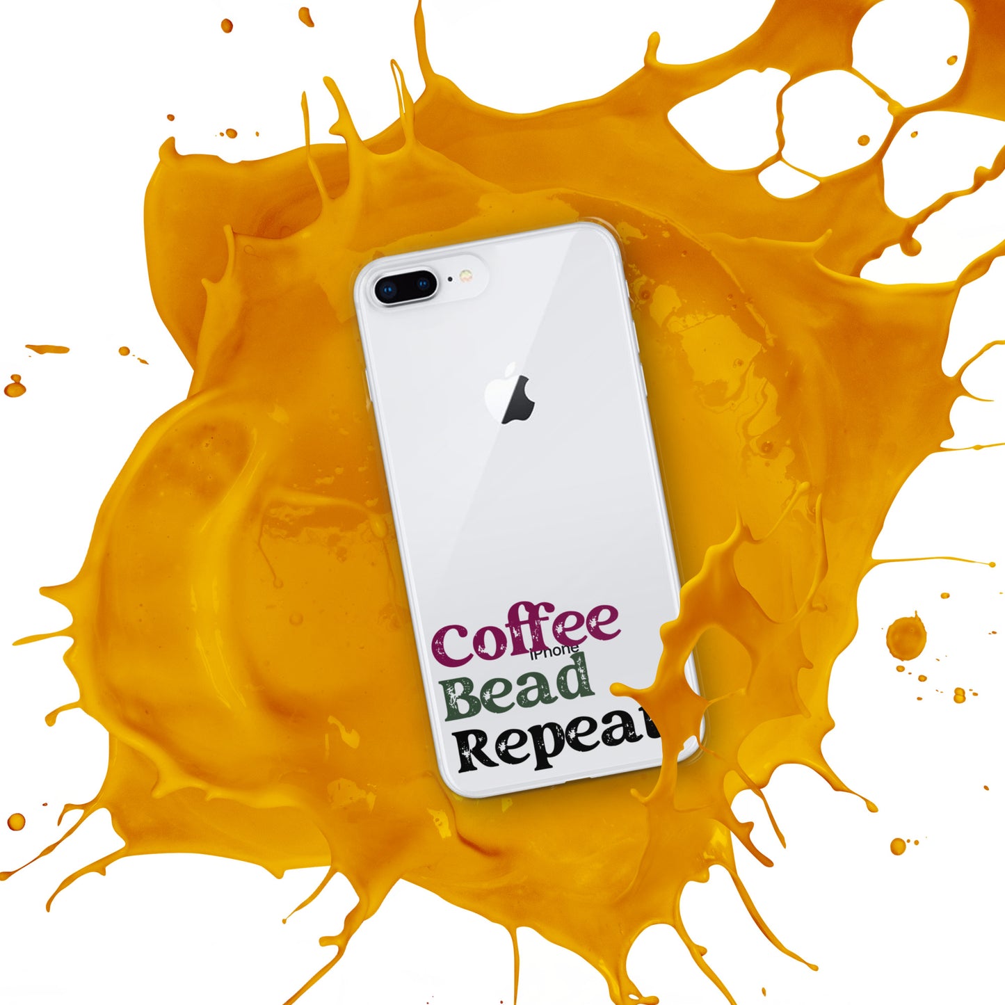 Coffee Bead Repeat Clear Case for iPhone®